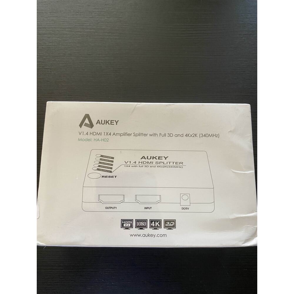 AUKEY HA-H02 1x4-Port HDMI Audio Video Amplifier Splitter with Full 3D and 4Kx2K